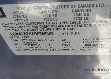 2013 Chevrolet Equinox Ls из США, поврежденный, VIN 2GNALBEK6D6355602